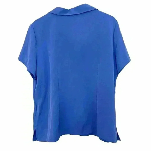 Notations Womens Short Sleeve Button Up Shirt XL Royal Blue Soft - Picture 7 of 7
